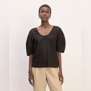 NWT Everlane The Scoop Top in Linen Black size M